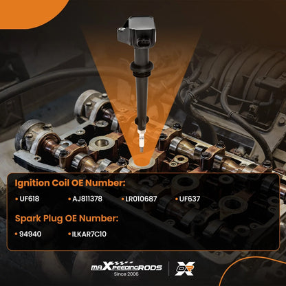 Set of 8 Ignition Coils & Spark Plugs for Jaguar XF XJ XK XKR