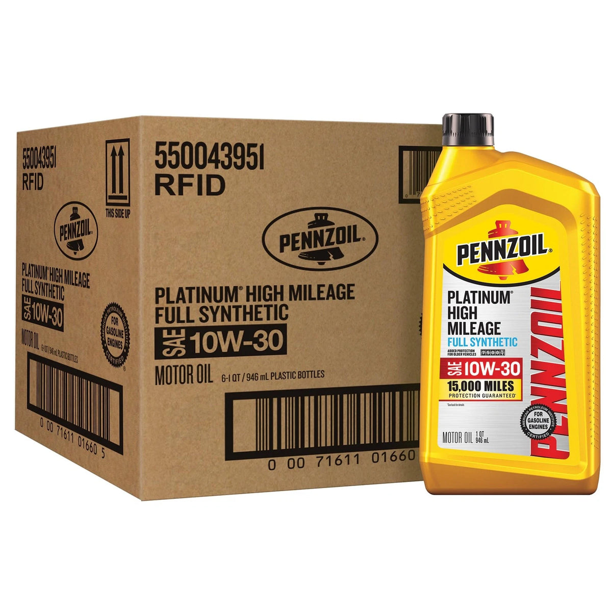 Pennzoil Platinum High Mileage Full Synthetic 10W-30 Oil (1 Quart)