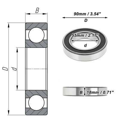 Deep Groove Ball Bearing P5 for Scooter Skateboard Wheel (55x90x18mm)
