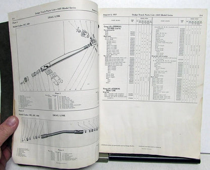 Parts List Book for 1937 Dodge Trucks M Series Pickup HD