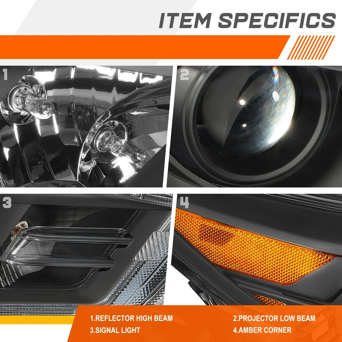 Chrome Amber LED DRL Projector Headlight Right for Nissan Maxima (2016–2018)