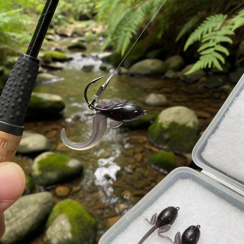 10PCS Robotic Tadpole Lure Floating Topwater Soft Bait for Bass Blackfish
