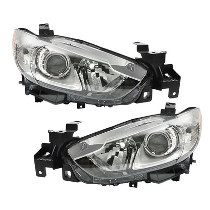 Set of 2 Halogen Chrome Headlights for Mazda 6 (2014–2017)