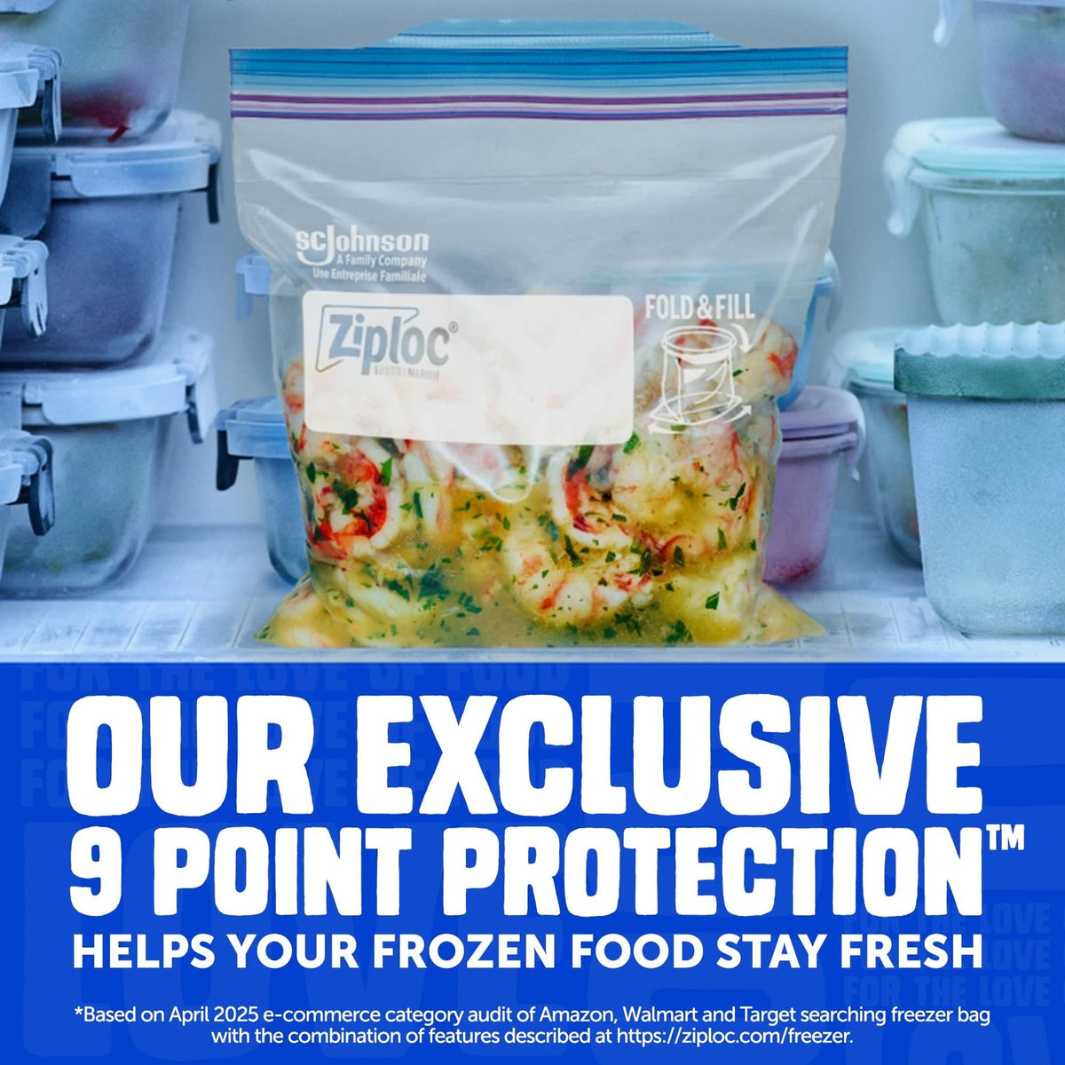 Ziploc Quart Freezer Bags, 152 Count, Clear