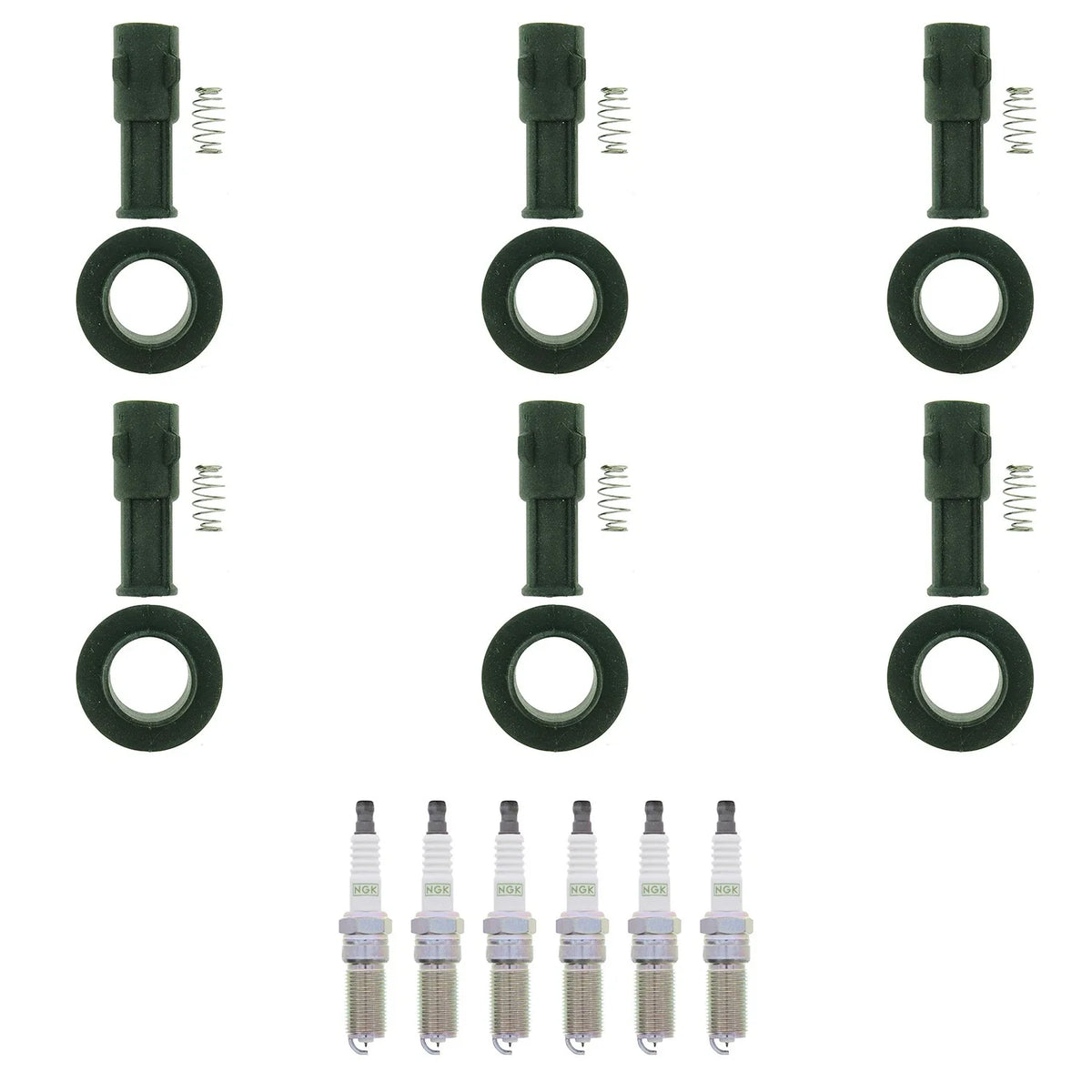Set of 6 NGK G-Power Platinum Spark Plugs & Coil Boots for CTS Enclave SRX STS (2005–2017)