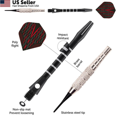 30 Packs Multi-color Dart Shafts for Steel Tip Darts
