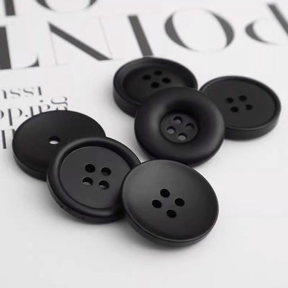 100pcs Black Round Resin Buttons for Crafting (1 Inch)
