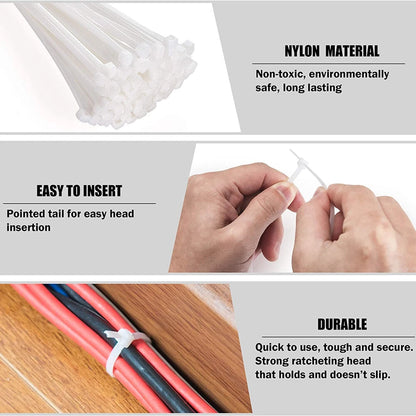 Set of 100 Heavy Duty 14 Inch Nylon Cable Ties 50lbs Zip Ties for Automotive