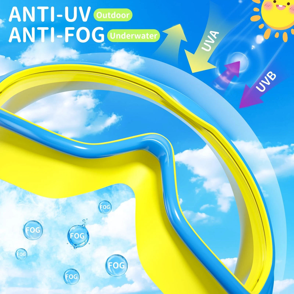 2 Pack Swim Goggles for Kids - No Leak Anti-Fog Anti-UV