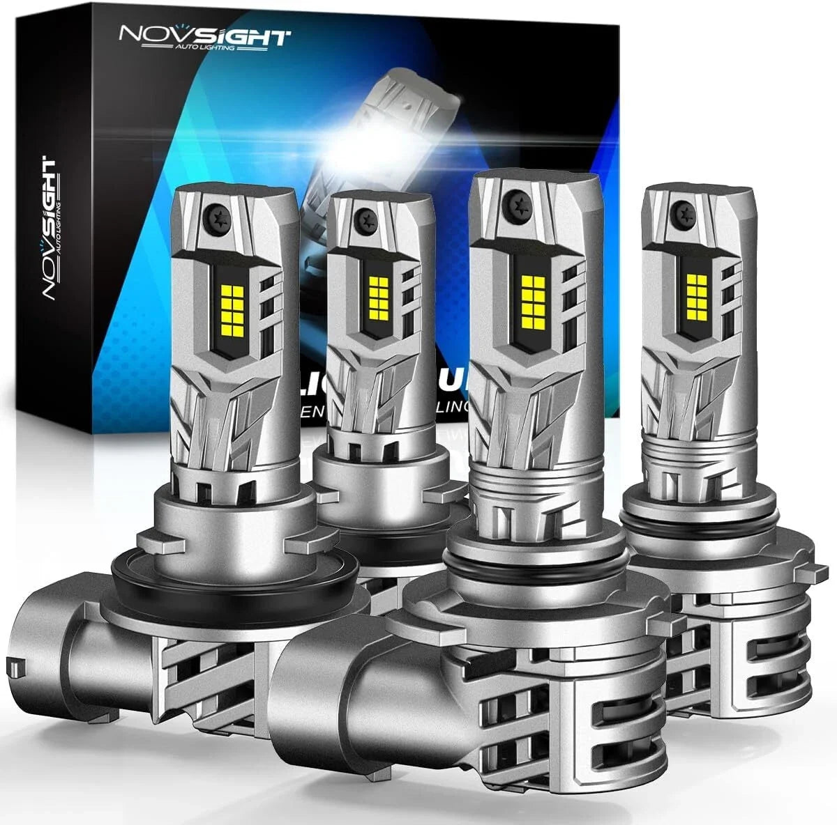 4X H11 + 9005 LED Headlight Kit for High & Low Beam (6500K)
