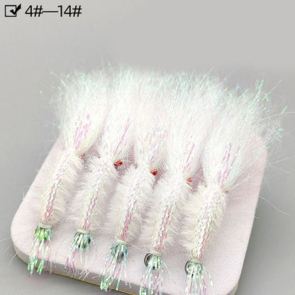 Set of 5 Fly Fishing Hooks with 3D Realistic Eyes (Sizes 4/6/8/10/12/14)