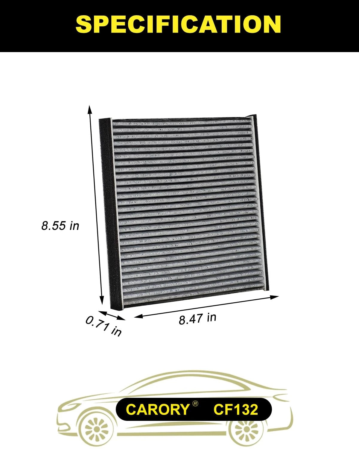 Cabin Air Filter for Toyota Camry 8.5" x 8.6" x 0.7"