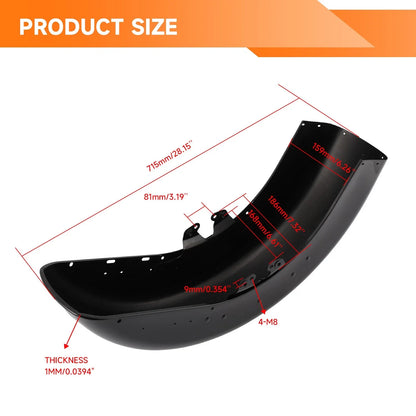 Front Fender for Harley Touring Street & Road Glide (2014–2024) Vivid Black
