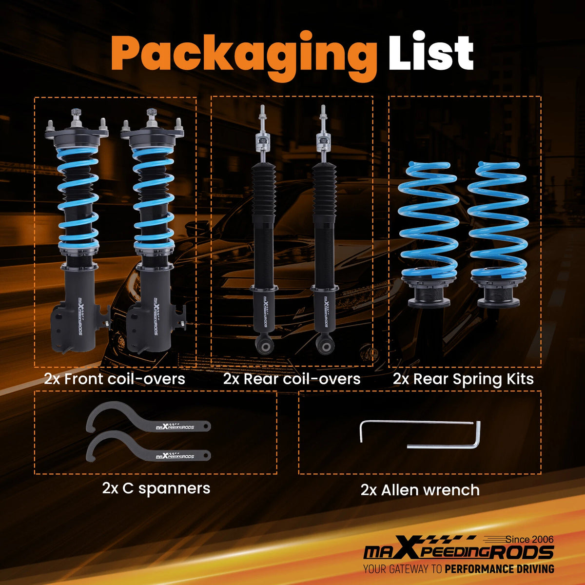 Coilovers Kit for Mitsubishi Mirage Hatchback (2014–Present) UML2R7