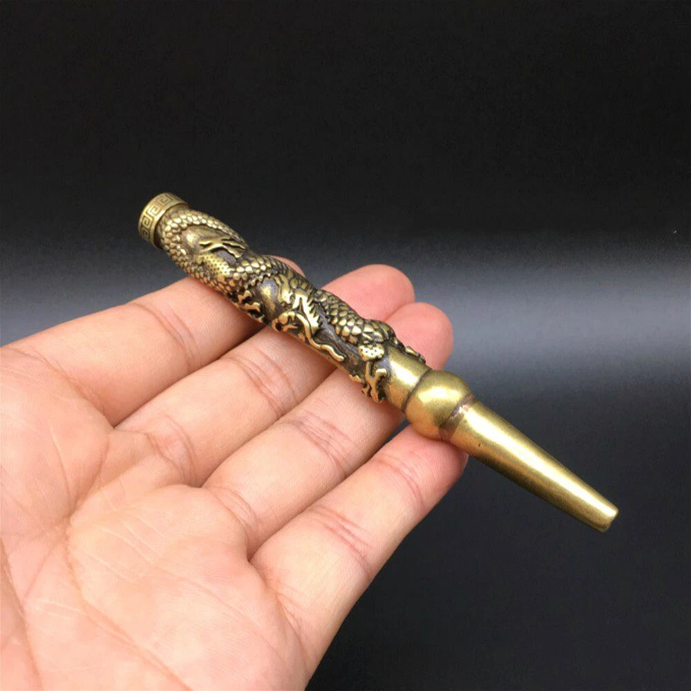 Solid Brass Vintage Dragon Cigarette Holder for Classic Collectors