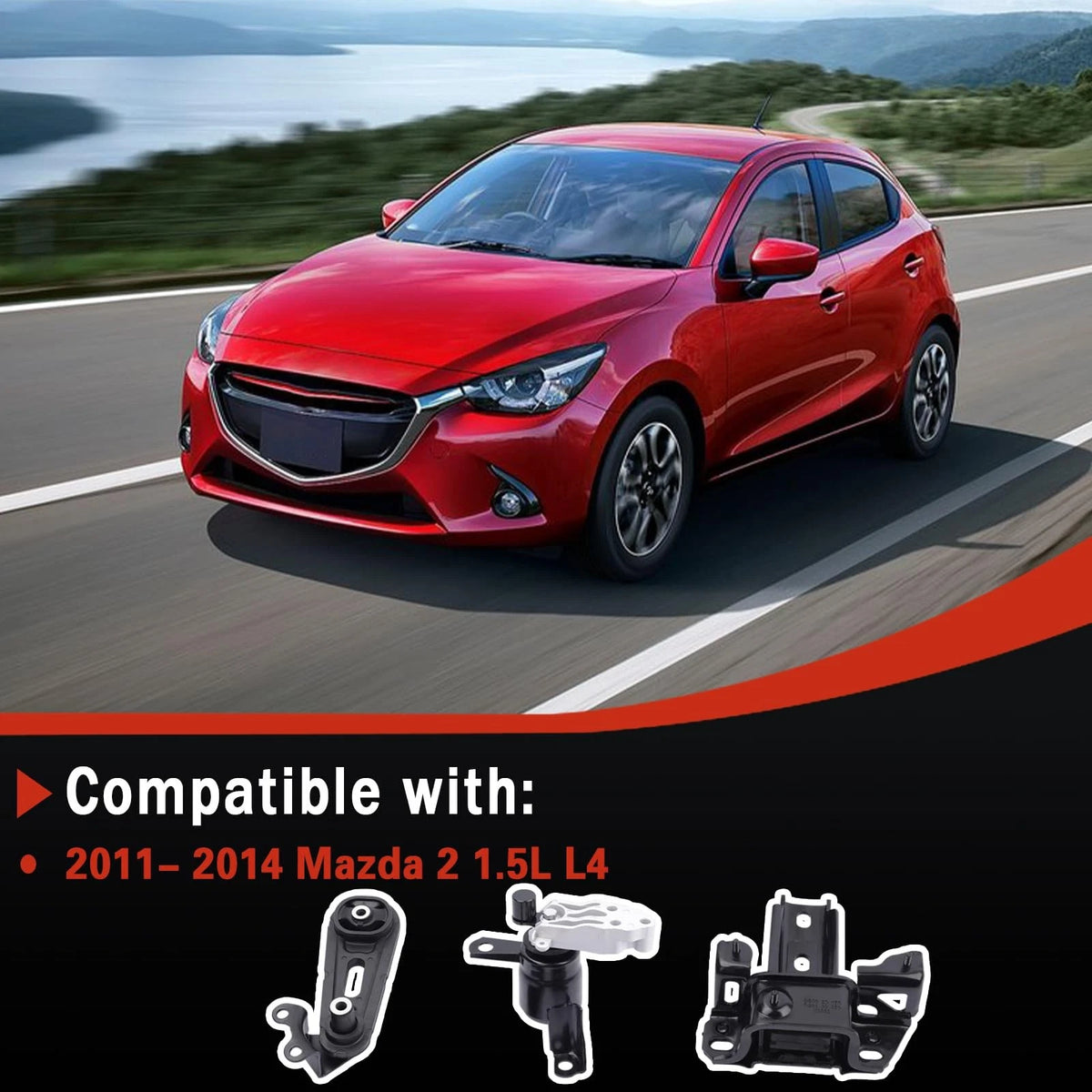 3-Piece Engine Motor Mount Set for Mazda 2 (2011–2014) 1.5L L4