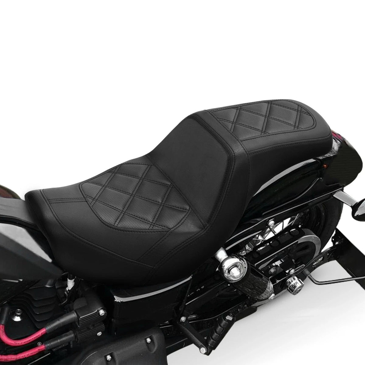 Driver Passenger Seat for Harley Dyna Low Rider Fat Bob (2006–2017) Black