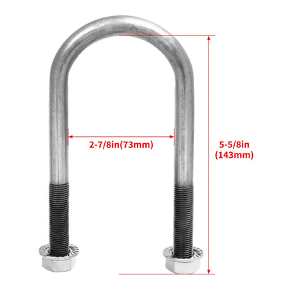 Set of 4 U Bolt Kit for 2 Inch Axle Tube (6 Inch Long)