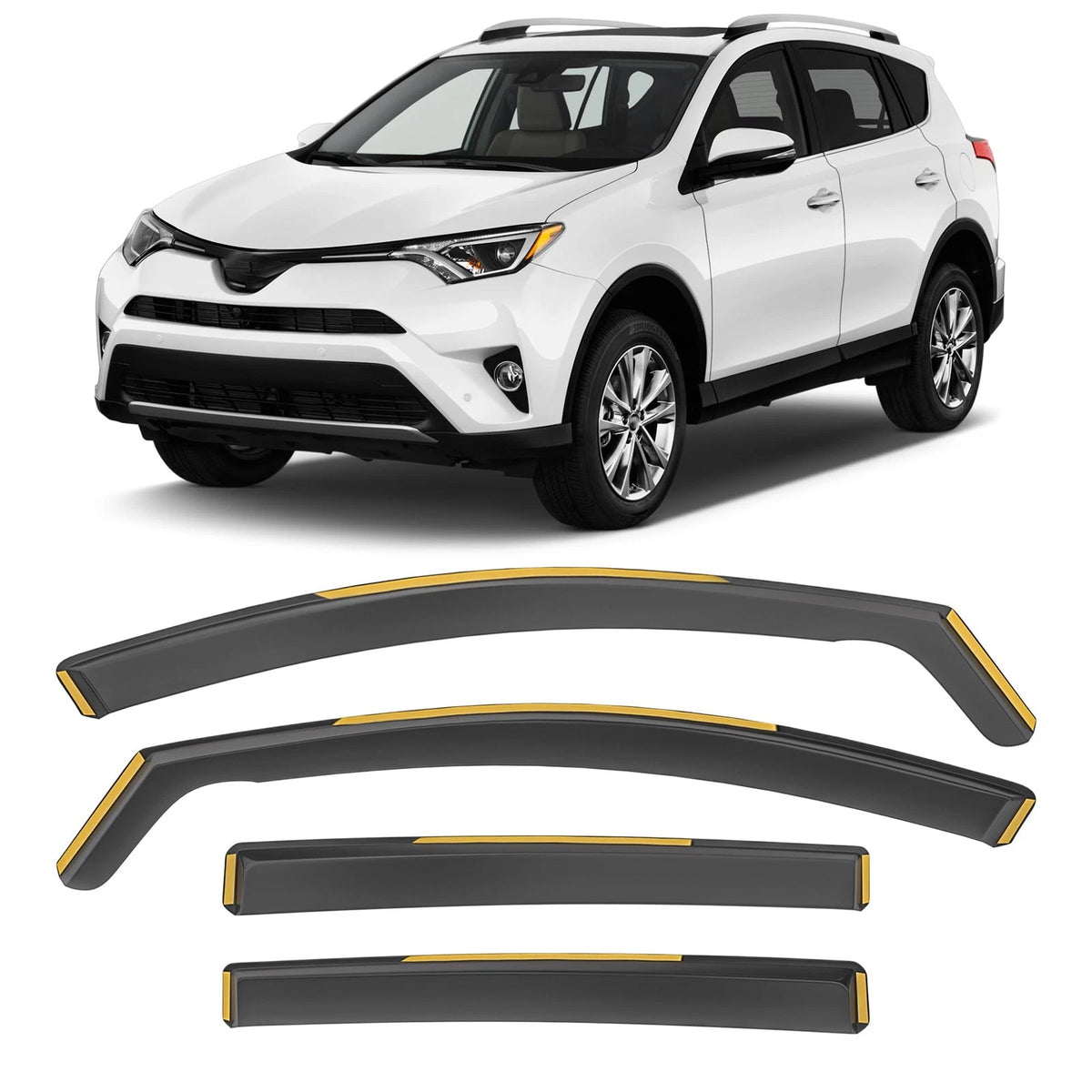 Set of 4 InChannel Rain Guards for Toyota RAV4 (2013–2018)