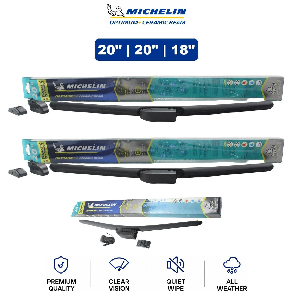 Set of 3 Michelin Optimum+ Ceramic Beam Wiper Blades for RX-7 (1993–1995)
