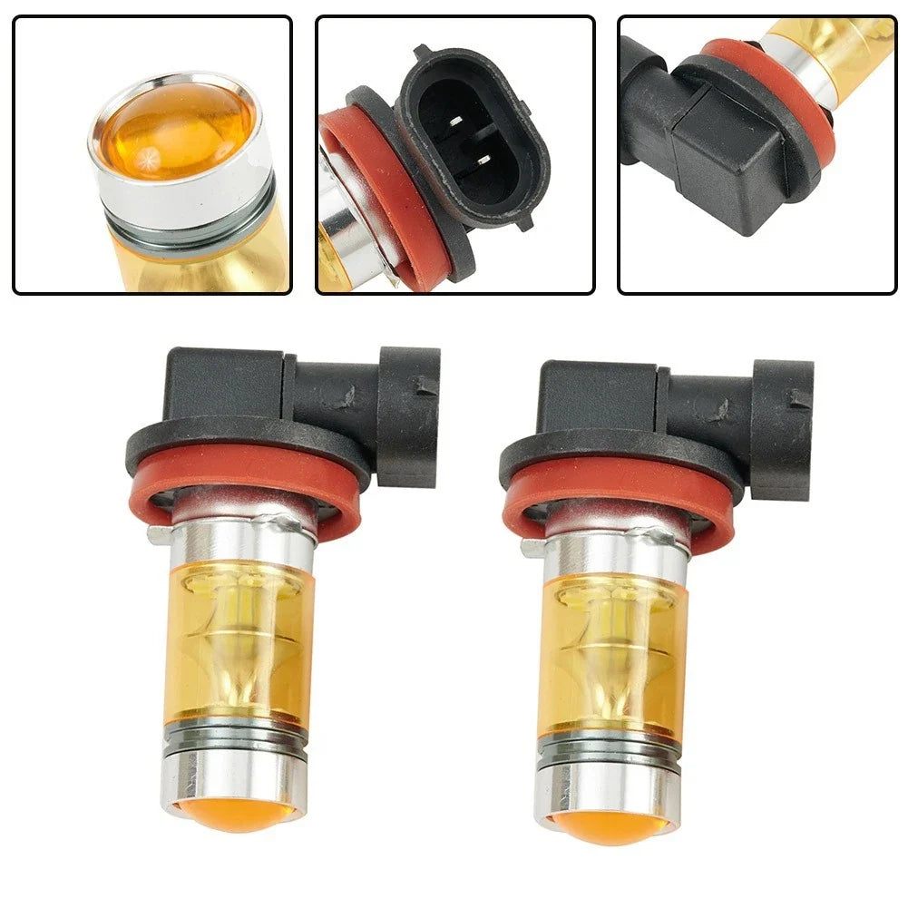 Set of 2 LED Tail Lamp Fog Light Bulbs H11 H8 100W for Driving Bright