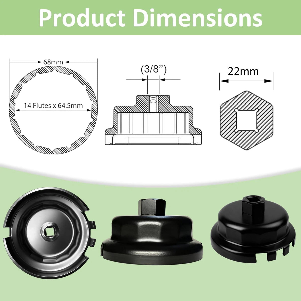 64mm Oil Filter Wrench for Toyota Tacoma, Camry