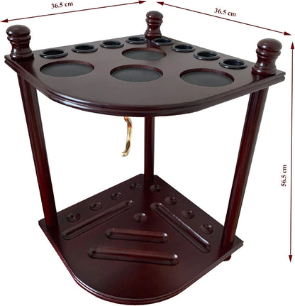 Floor Stand Pool Cue Rack for Game Rooms (100% Solid Wood)