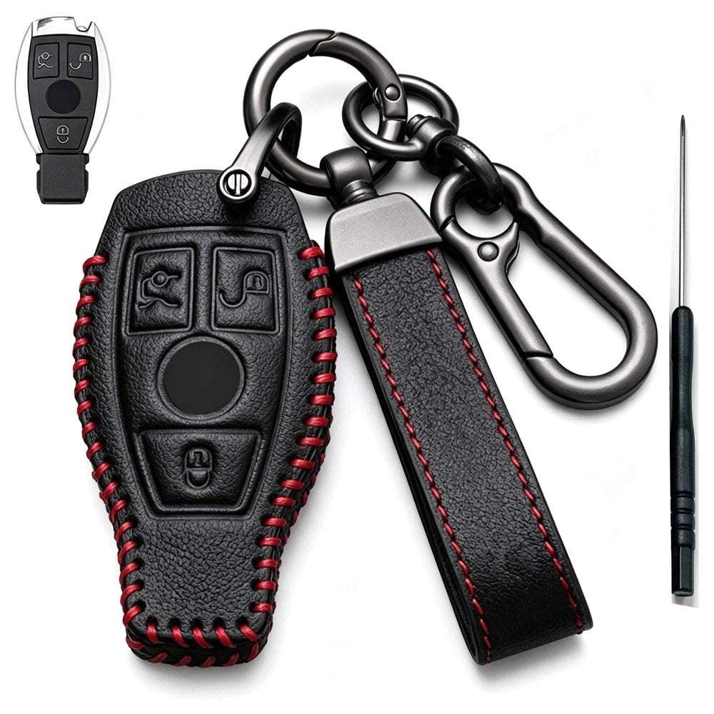 Leather Keychain Fob Case Cover for Mercedes Benz A B C E S G GLA GLC GLE