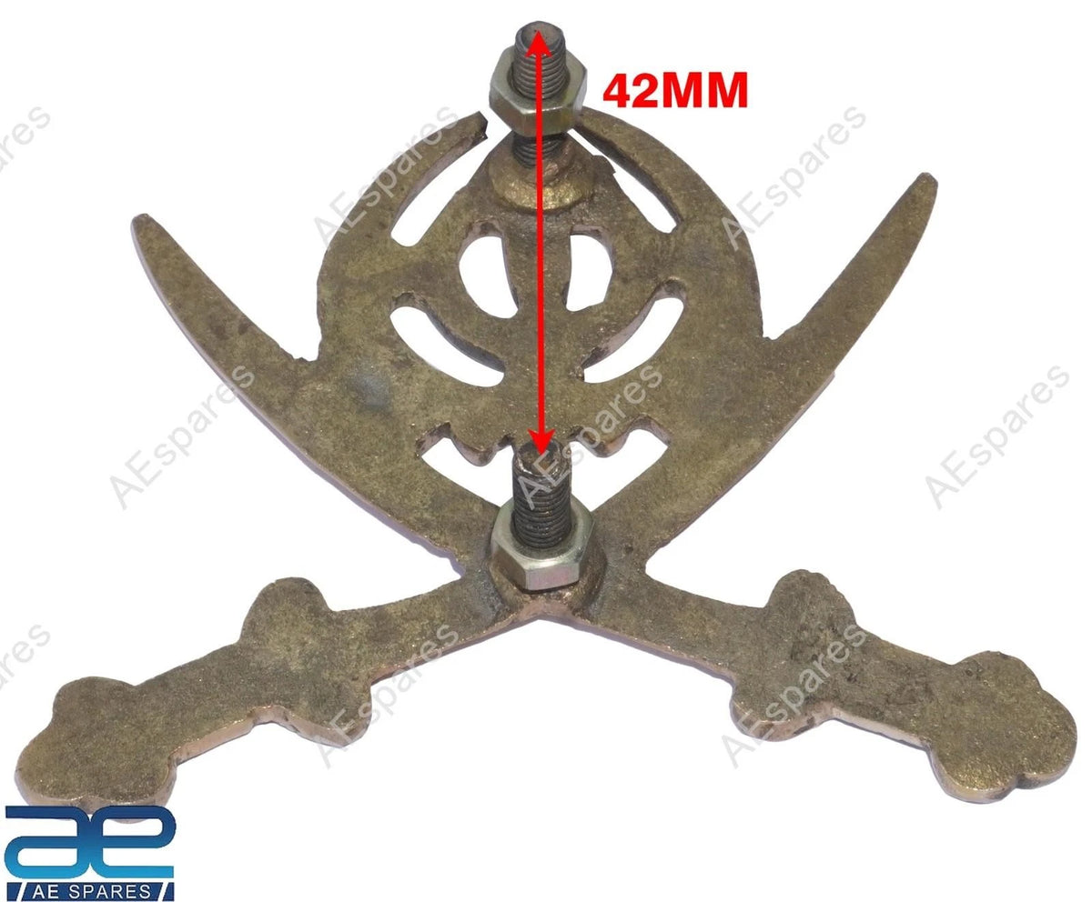 Cross Sword & Khanda Brass Decal Badge Emblem for BSA Royal Enfield Triumph