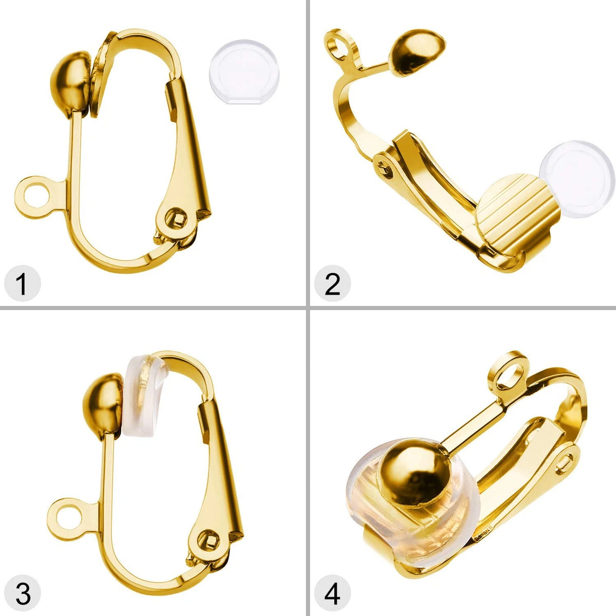 30 Pieces Clip-on Earring Converters in Gold, Silver, Steel