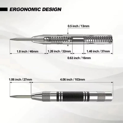 5 Piece Manual Center Punch Set with Spring Loaded Mechanism for Wood & Metal