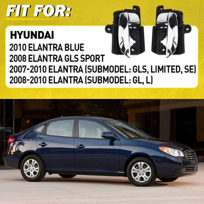 Set of 4 Interior Door Handles for Hyundai Elantra (2007–2010) Chrome