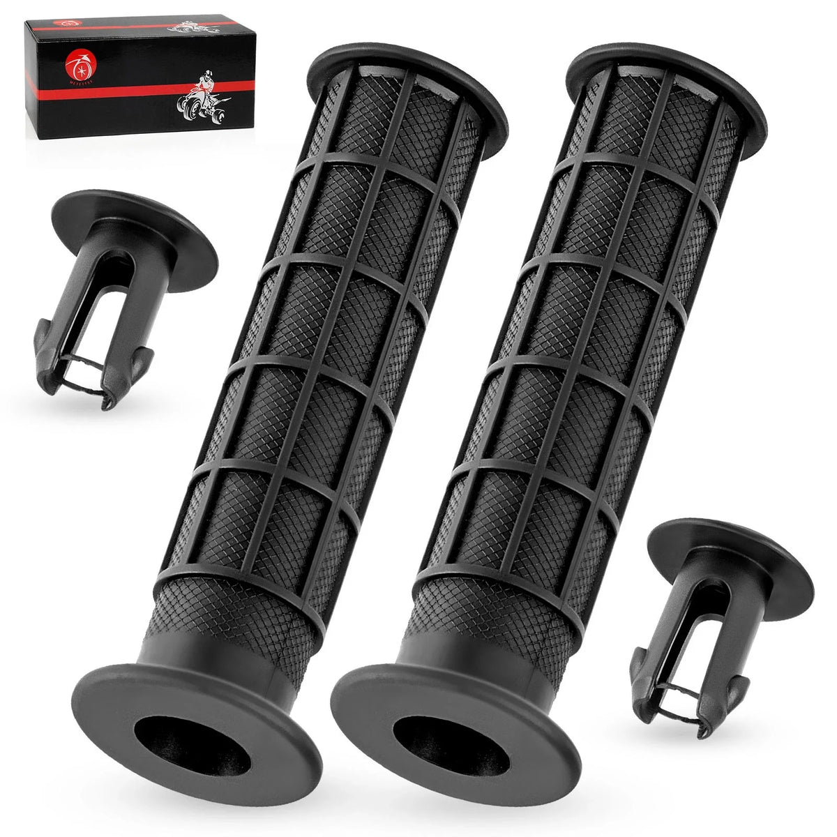 2 x Handlebar Grips w/End Guards for Honda Rancher 420 2x4/4x4 (2007–2024)