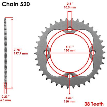 O-Ring Drive Chain & Sprockets Kit for Honda TRX450R (2004–2005) EG1924FS121XO