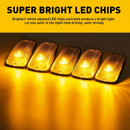 5x Cab Roof Marker Light Yellow Amber LED for Chevy GMC Pickup (1988–2002)