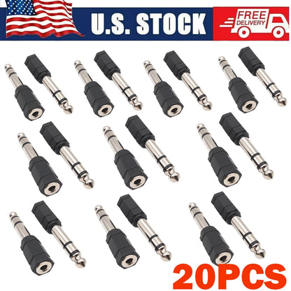 20PCS 3.5mm Stereo F to 1/4" Stereo M Audio Adapters