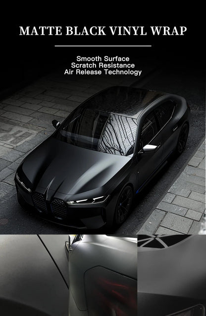Matte Black Vinyl Wrap Film 5ft x 4.9ft Scratch Resistant for Cars
