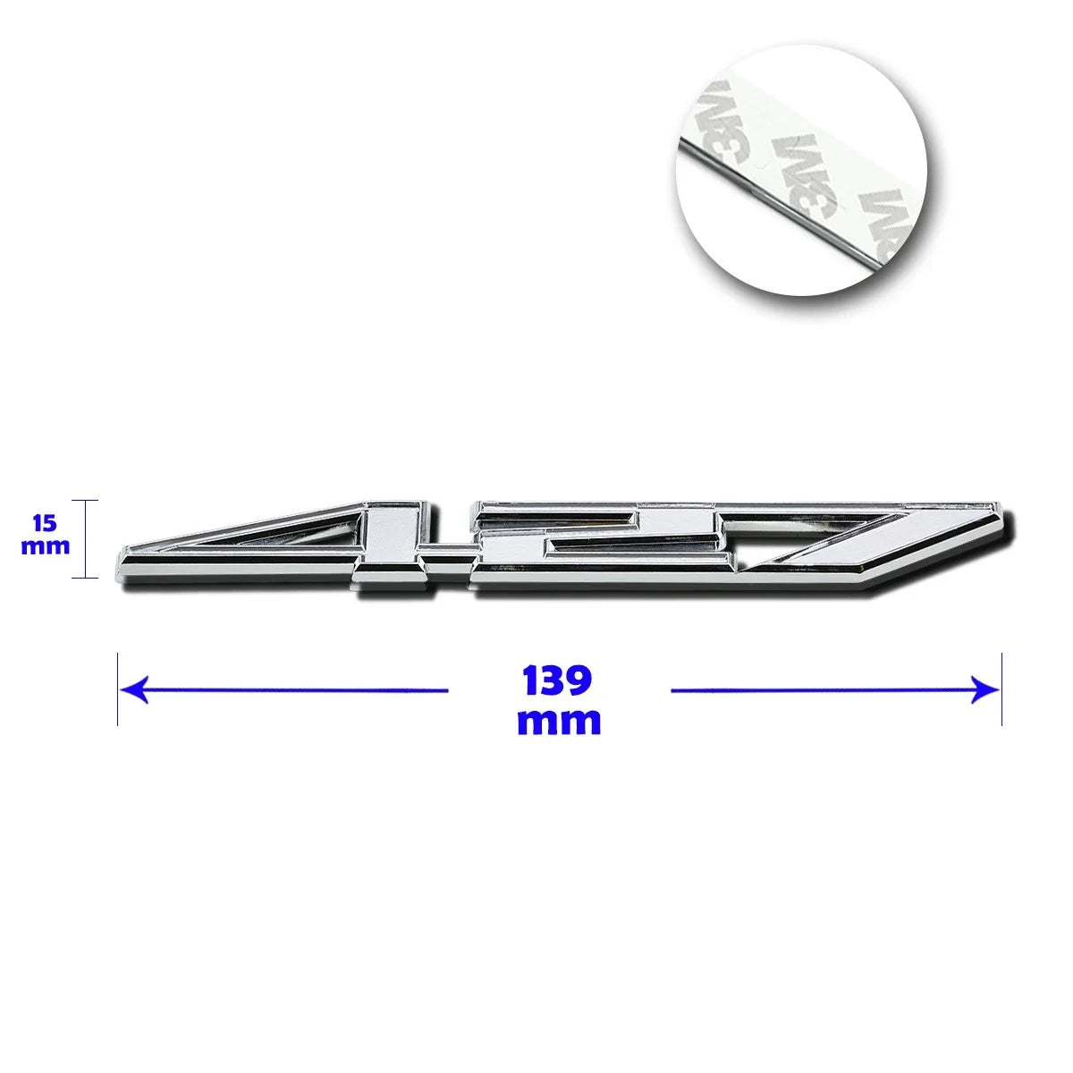 427 Polished Metal 3D Decal Emblem for Chevrolet