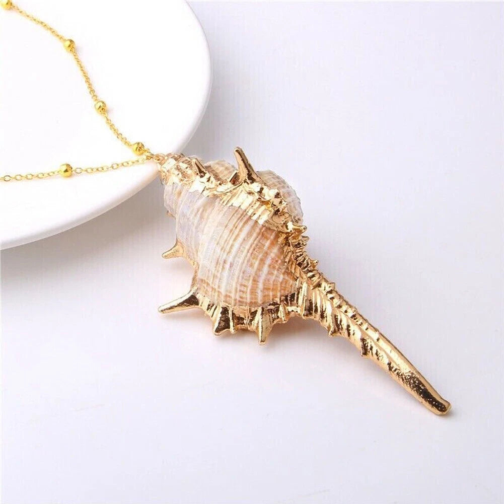 Natural Conch Seashell Necklace for Beach Nautical Jewelry