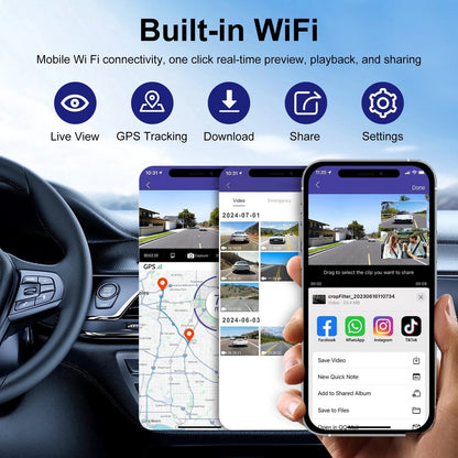 Universal Driving Recorder with 1.97" IPS Screen and 64G TF Card