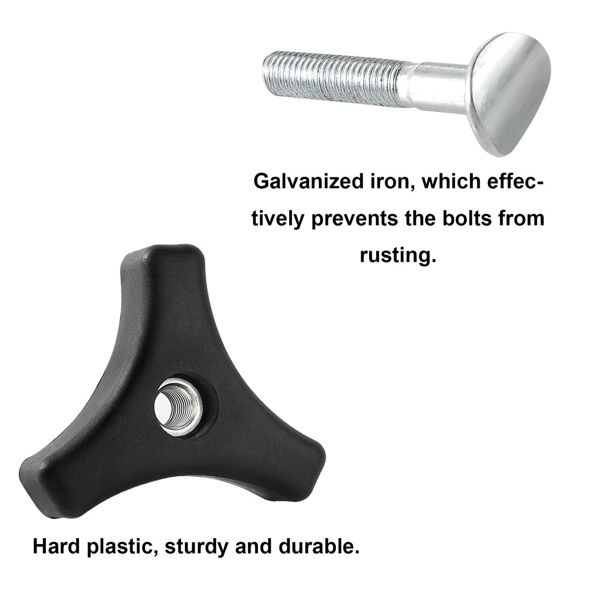 2 Sets Lawn Mower Handle Knobs Nut Bolt - Triangular Black