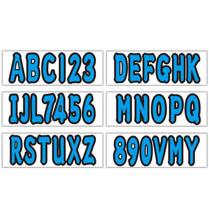 Set of 4 Custom Boat Registration Number Decals A-Z & 0-9 Blue