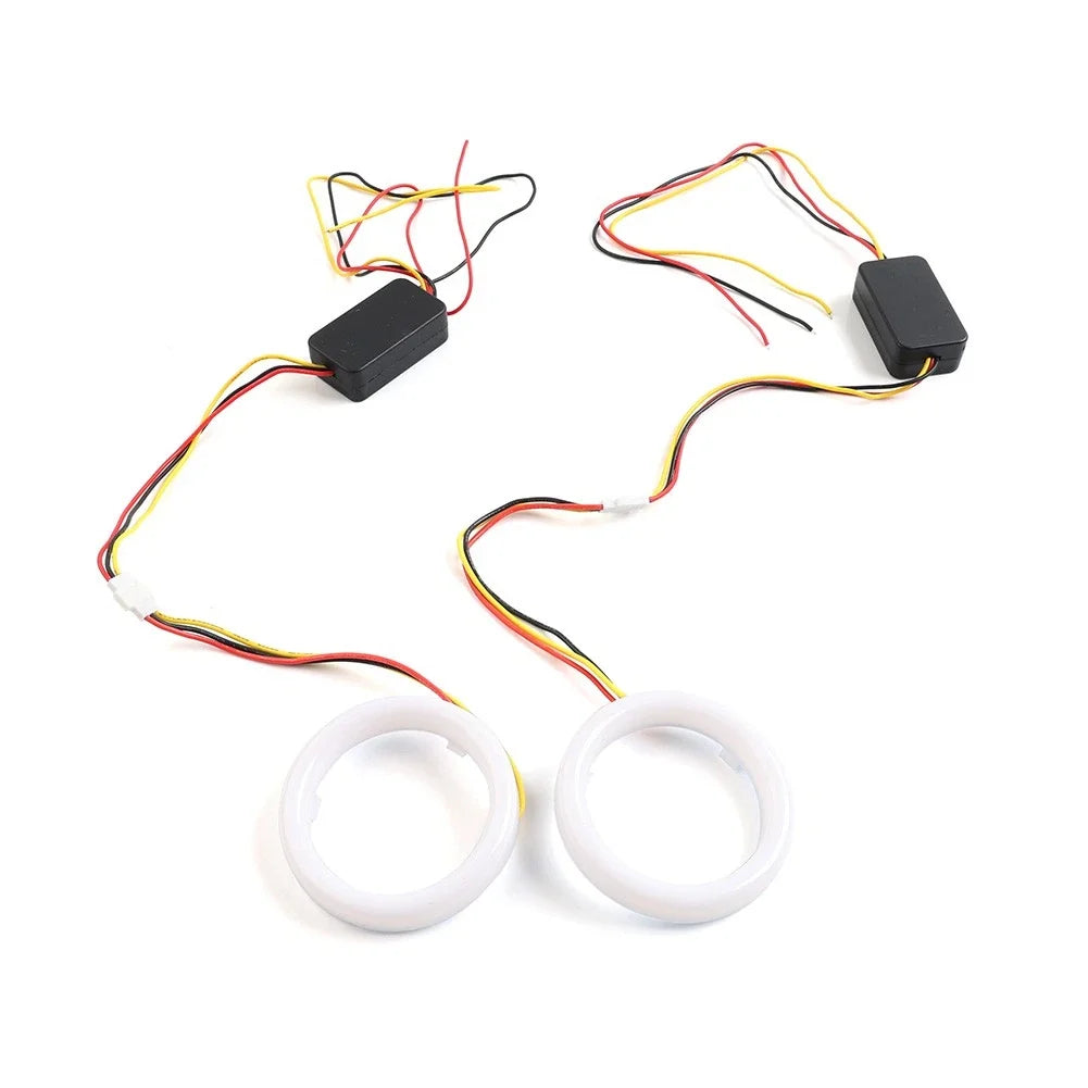 2X White Amber Switchback LED Angel Eyes Halo Rings for Car Headlight Retrofit (60MM)