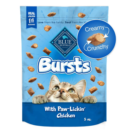 Set of 4 Blue Buffalo Bursts Crunchy & Creamy Cat Treats (5 oz)