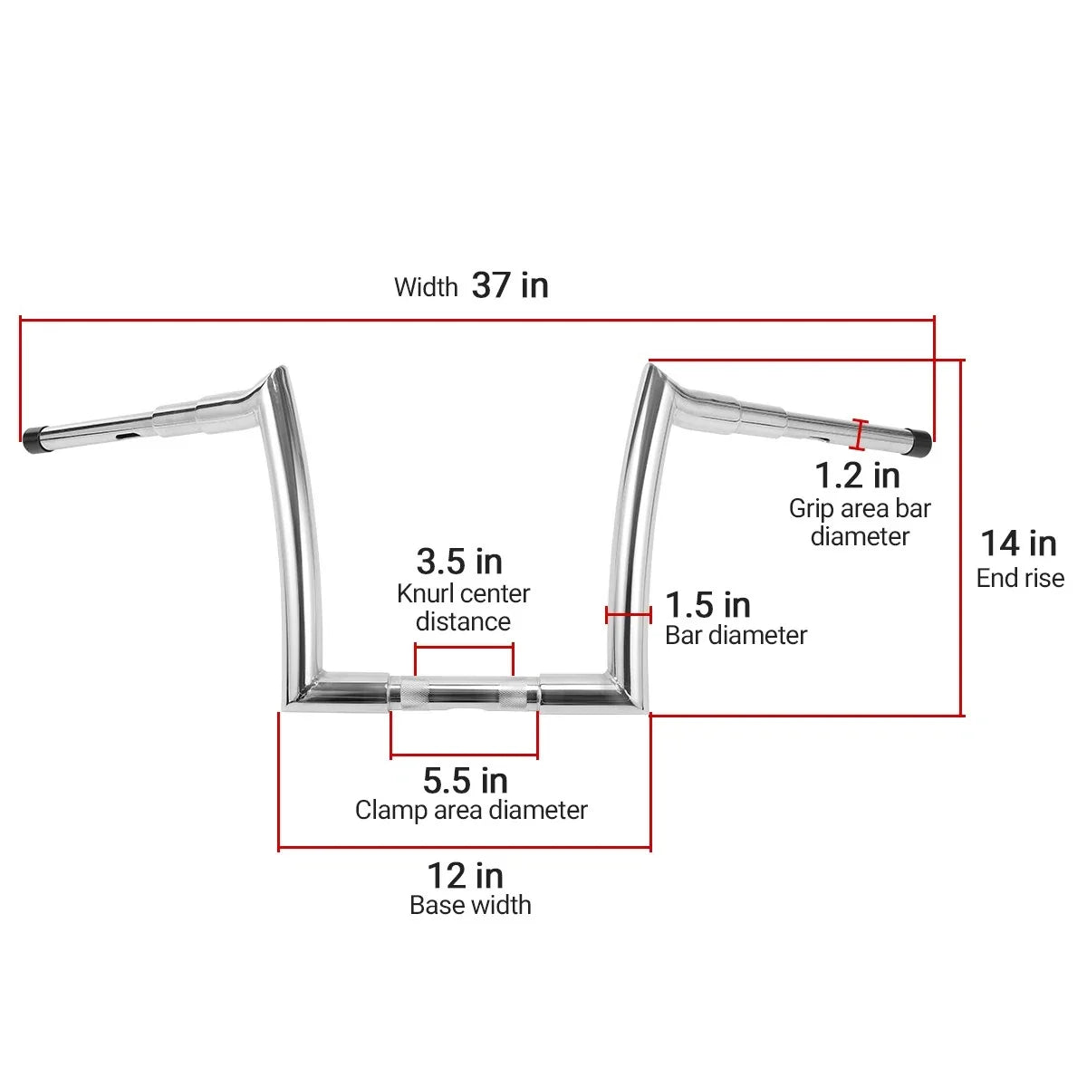 Chrome 14" Rise Ape Hanger Handlebar for Harley Road Glide (2015–2023)