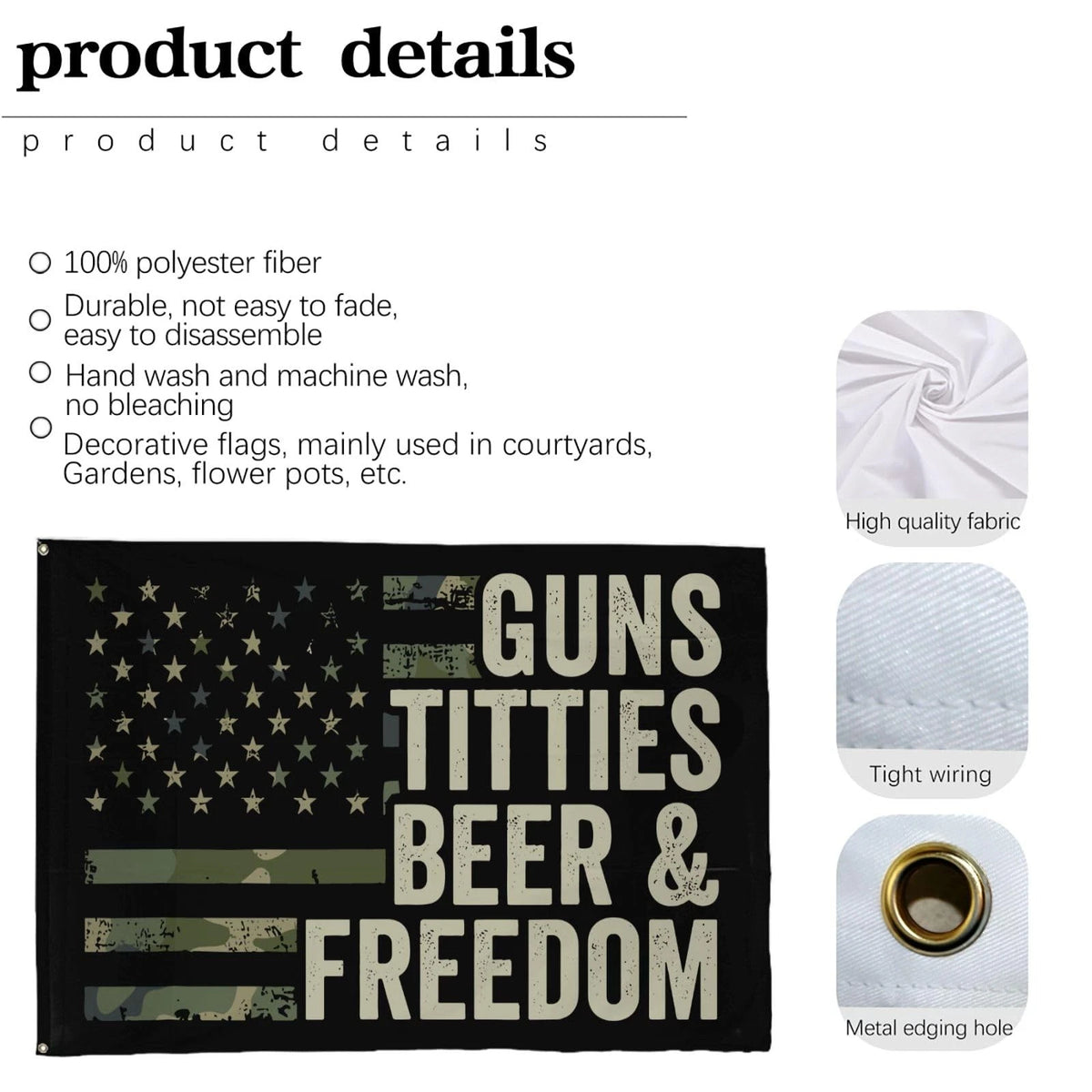 Guns Beer & Freedom Flags for Outdoor Use (3x5)