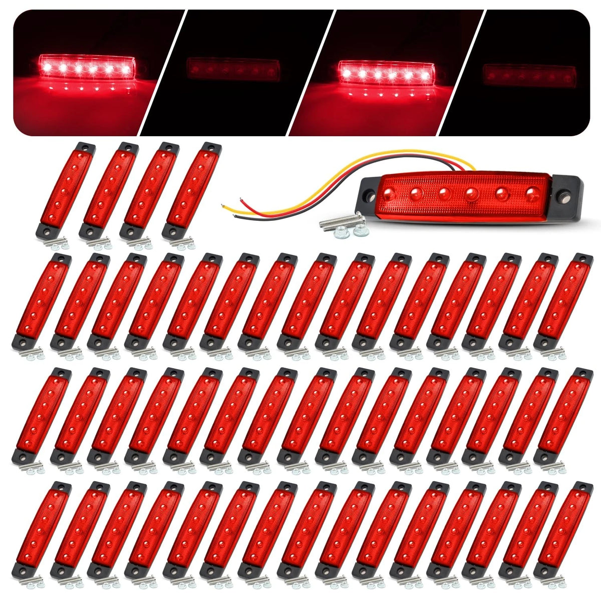 50 Pcs 3.8 Inch Red LED Side Marker Lights for Truck Trailer RV ATV