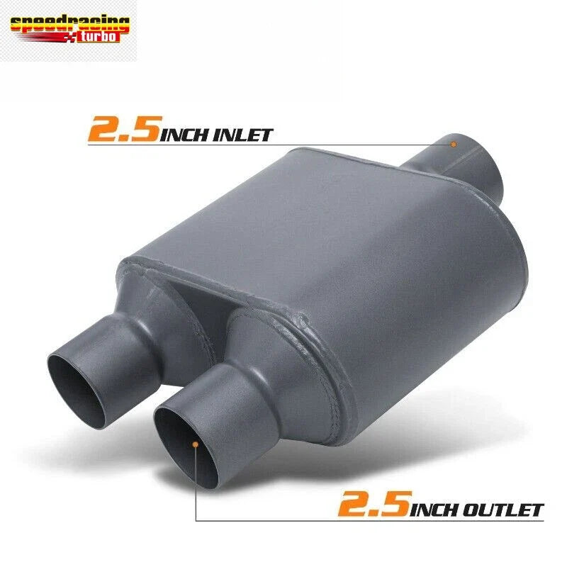 2.5" Center Inlet/Dual Outlet Performance Chambered Race Exhaust Muffler for