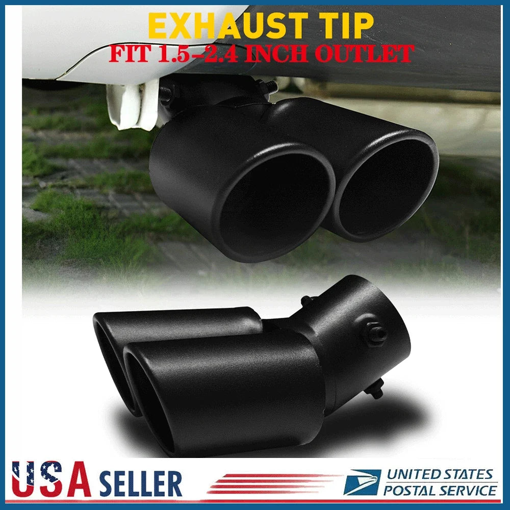 Exhaust Pipe Tip for Car (Stainless Steel, Round, Black)