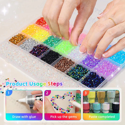 32000 Pcs Resin Rhinestones Kit for Bedazzling (3MM)